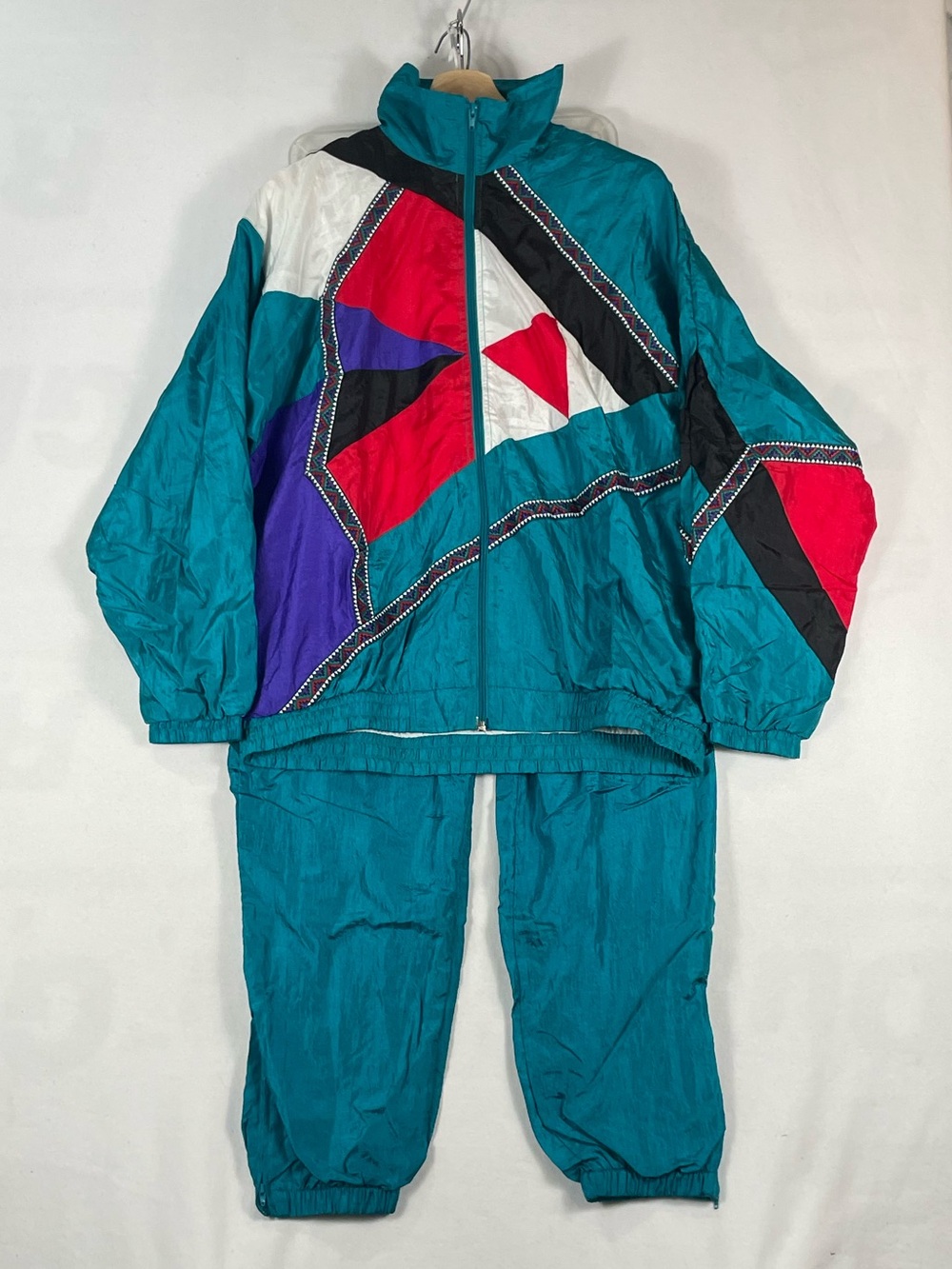 Vintage Laura Katherine Teal Jacket and Pants Tracksuit Set Windbreaker Sz M